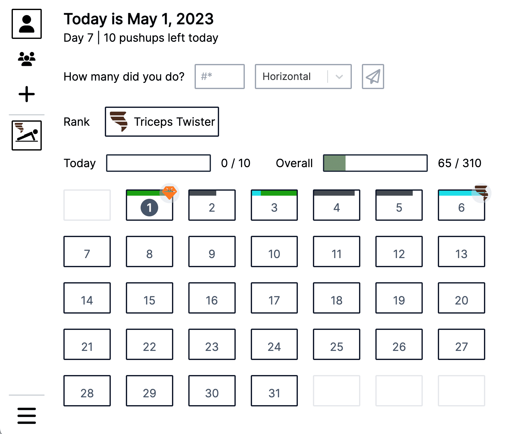 Challenge dashboard screenshot
